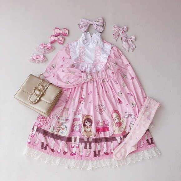 Angels Heart Honey Jam Sweet Lolita Dress size M Pink Lace & Ribbon - Picture 1 of 11